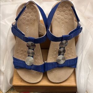 Vionic Farra II WVN/TVN Women's Royal Blue Sandals with Silver Accents